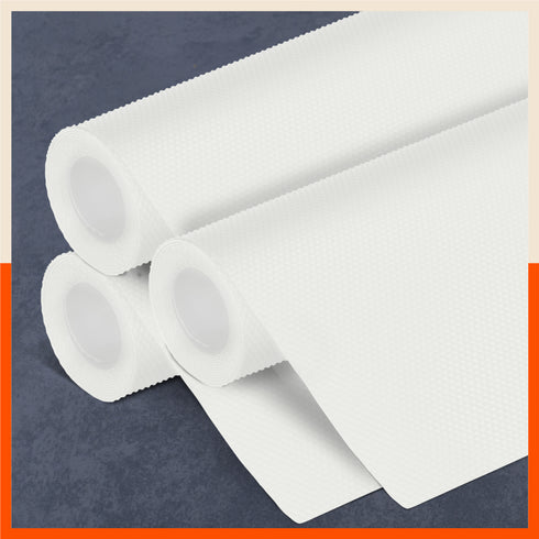 Vega Multipurpose Diamond Texture Shelf Liner | White ( 45cm X 150cm 380 GSM Pack of 3 )